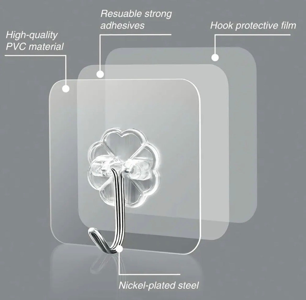 Self Adhesive Strong Flower Wall Hook Sticker