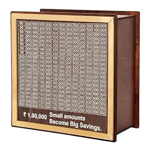 1 Lakh Wooden Piggy Bank : Premium Money Saving Box