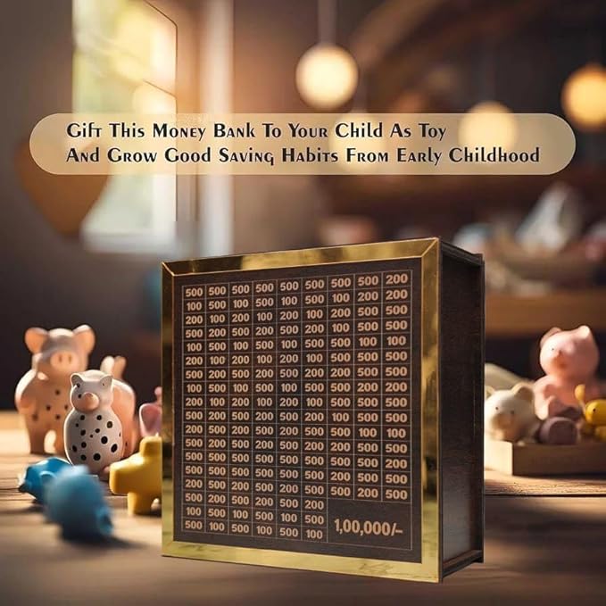 1 Lakh Wooden Piggy Bank : Premium Money Saving Box